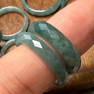 Diamond jadeite ring Size 3-12 Natural Blue jadeite Grade A jade Custom engagement band ring Guatemala stone finger ring  Birthday gift