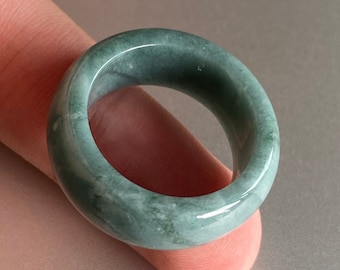 22.7mm Natural transparent Guatemala Jadeite Grade A Jade Blue gemstone Lady Guatemalan jadeite ring