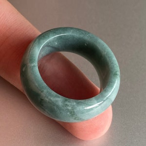 20.8mm Transparent Natural Green Blue Guatemalan jadeite ring Grade A jade jewelry gift Custom engagement ring Guatemala stone Handmade jade