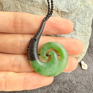 Canadian Nephrite jade Koru Pendant Natural GREEN Nephrite jade Greenstone Female pendant necklace Pounamu NZ jasper Hook charm