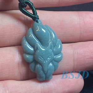 Nine-tailed fox Natural Blue Type A Untreated Guatemala Jade beads Charms and Pendant Guatemalan Jade bead DIY Jewelry Supplies