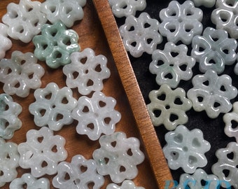Flower Natural Grade A Jade ICE plum blossom Beads Kid baby Burma Myanmar Jadeite Anthurium DIY Earrings Jewelry gift Jade supplies