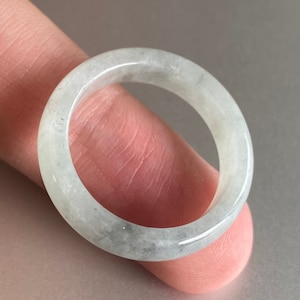 20.6mm Natural jadeite ring Burma jade Myanmar Grade A jade Type A jadeite jewelry gift Custom engagement ring White jade 翡翠A货戒指