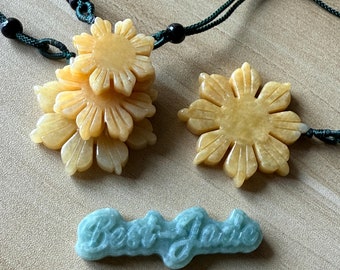 Filipino Sun Jade Necklace Jadeite Real Grade A Jade Philippine sunflower Beads Jewelry DIY pendant gift flower Jade supplies