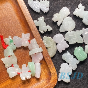 1 set 3D Cartoon carino cinese 12 dodici zodiaco grado A perline di giada ghiaccio bambino bambino Birmania Myanmar giadeite fai da te orecchini gioielli regalo forniture di giada