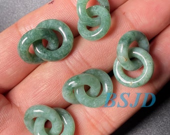 Double ring links Natural Grade A Jade round donut Beads Burma Myanmar Jadeite Jewelry  DIY Earrings Jewelry gift Jade supplies