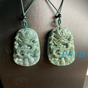 Natural Blue Green jadeite Dragon Pandant Grade A jade Necklace gift for Him Guatemala stone Feng Shui Guatemalan Jade gift Supply