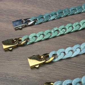 150-650mm Cuban link chain Natural Burma jadeite Necklace beads bracelet Grade A jade jewelry gift Blue Guatemala jadeite Hip-hop chain
