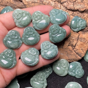 Smile Buddha Natural Green Grade A Jade Beads Burma Myanmar Jadeite Jewelry Christmas DIY Earrings  pendant Jewelry gift