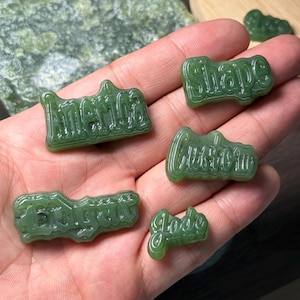Custom Nameplate Real Nephrite jade Beads customize comany logo pendant greenstone green jade Charm letter Signature Maori Pounamu Necklace