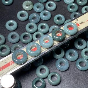 Big hole Donut Guatemala Jadeite Blue Grade A Jade Donut Spacer  Beads Jewelry DIY Earrings doughnut  Jewelry gift Guatemalan Jade supplies