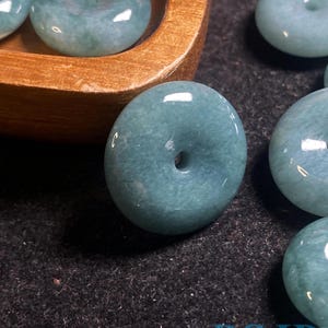 Beautiful Blue Grade A Jade Donut Spacer  Beads Guatemala Jadeite Jewelry DIY Earrings doughnut  Jewelry gift Guatemalan Jade supplies
