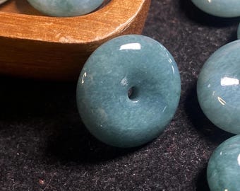 Beautiful Blue Grade A Jade Donut Spacer  Beads Guatemala Jadeite Jewelry DIY Earrings doughnut  Jewelry gift Guatemalan Jade supplies