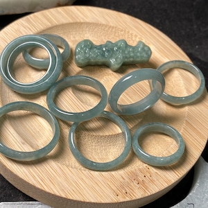 5pcs lot Size 2-12 Natural blue jadeite ring Grade A jade Custom engagement ring  gemstone Handmade Myanmar jade Birthday Jewelry gift
