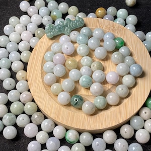 9.5mm Natural Grade A Jade Round Beads Burma Myanmar Jadeite Jewelry DIY Earrings Jewelry gift Jade supplies