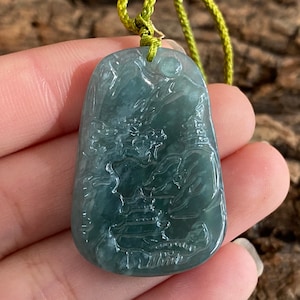 Natural Blue Guatemalan jadeite Pandant Grade A jade landscape Mountains Necklace jewelry jade gift for her Guatemala stone Feng Shui jade