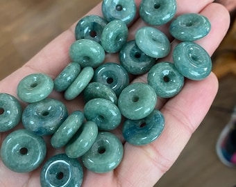 Green Jadeite Donut Natural Grade A Jade Round Beads Kid baby Burma Myanmar Jadeite doughnut Jewelry DIY Earrings Jewelry gift Jade supplies