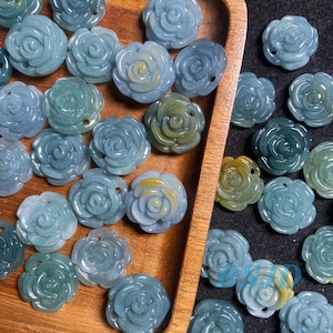 Rose Guatemala Jadeite Blue Grade A Jade Donut Spacer  Beads Jewelry DIY Earrings doughnut  Jewelry gift Guatemalan Jade supplies