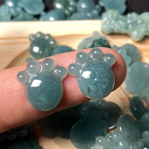 Top  bears paw Guatemala Jadeite Blue Grade A Jade  Beads Jewelry DIY Earrings doughnut Guatemalan Jade supplies