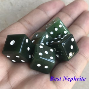 Natural GREEN Nephrite jade Greenstone Canadian jade dice beads