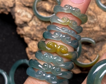 Monkey King jadeite Sun Wukong Natural  Blue Guatemalan jadeite ring Grade A jade jewelry gift Custom ring Guatemala stone Handmade jade
