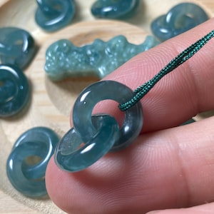 Top Double links Donut Guatemala Jadeite Blue Grade A Jade Donut rings  Beads Jewelry DIY Earrings doughnut Guatemalan Jade supplies