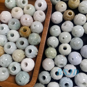10mm hand carved bead Natural Grade A Green Jade Burma Jadeite Loose Beads Baby girl Myanmar DIY Earrings Jewelry gift Jade supplies