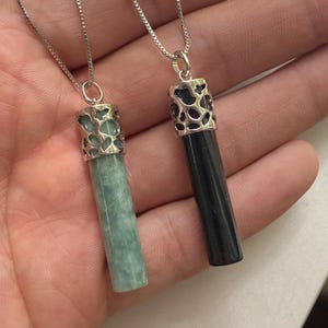Crown cylinder Guatemala Jadeite Blue Grade A Jade rings  Beads Jewelry DIY Earrings With S925 chain Guatemalan Jade supplies