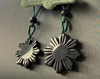 Filipino Sun Jade Necklace Jadeite Real Black Grade A Jade Philippine sunflower Beads Jewelry DIY pendant gift flower Jade supplies