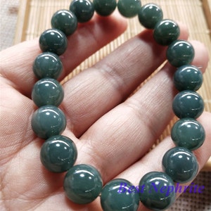 Pulseira de jadeite guatemalteca azul natural transparente, 10mm, contas redondas, grau a, joia feminina, presente, corrente masculina, pedra da guatemala imagem 4