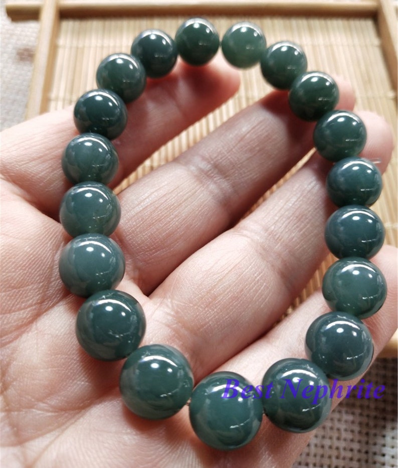 Pulseira de jadeite guatemalteca azul natural transparente, 10mm, contas redondas, grau a, joia feminina, presente, corrente masculina, pedra da guatemala imagem 4