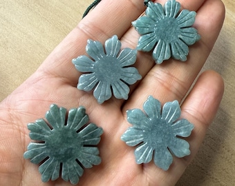 Filipino Sun Jade Necklace Guatemala Jadeite Natural Blue Grade A Jade Philippine sunflower Beads Jewelry DIY pendant  Guatemalan Jade