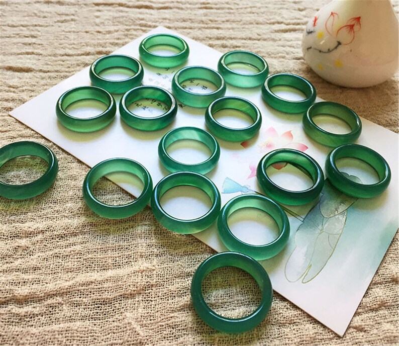 US Size 610 Natural Green Agate Jade Hand Carved Real A Stone Etsy