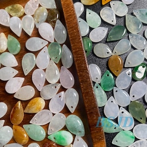 Water drop Natural Grade A Jade Spacer Round Beads Burma Myanmar Jadeite Jewelry DIY Earrings Jewelry gift Jade supplies