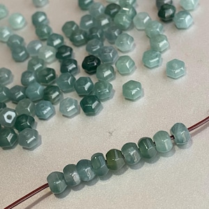 Special Hexagon shape  Natural Blue Grade A Jade Spacer Beads Guatemala Jadeite Jewelry DIY Earrings Jewelry gift Guatemalan Jade supplies