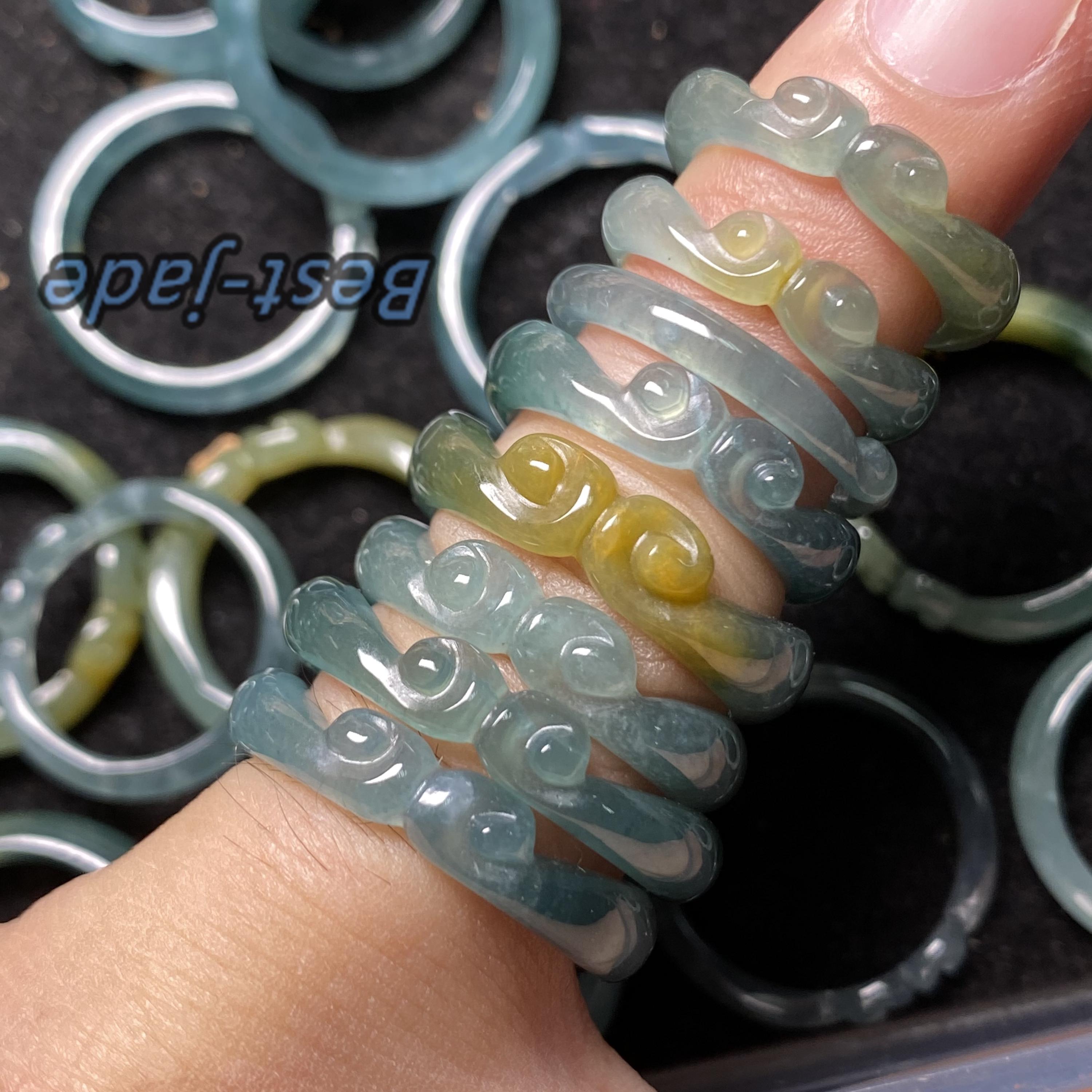 Monkey King Jadeite Sun Wukong Natural Blue Guatemalan Jadeite Ring