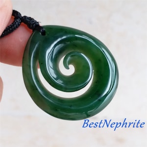 Natural Canadian jade pendant Green Koru Nephrite jasper stone 318