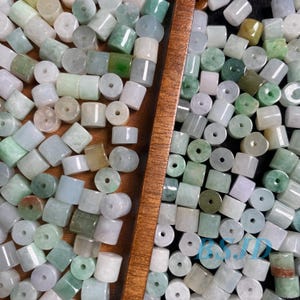 Barrel Natural Grade A Jade Spacer Round Beads Burma Myanmar Jadeite Jewelry DIY Earrings Jewelry gift Jade supplies