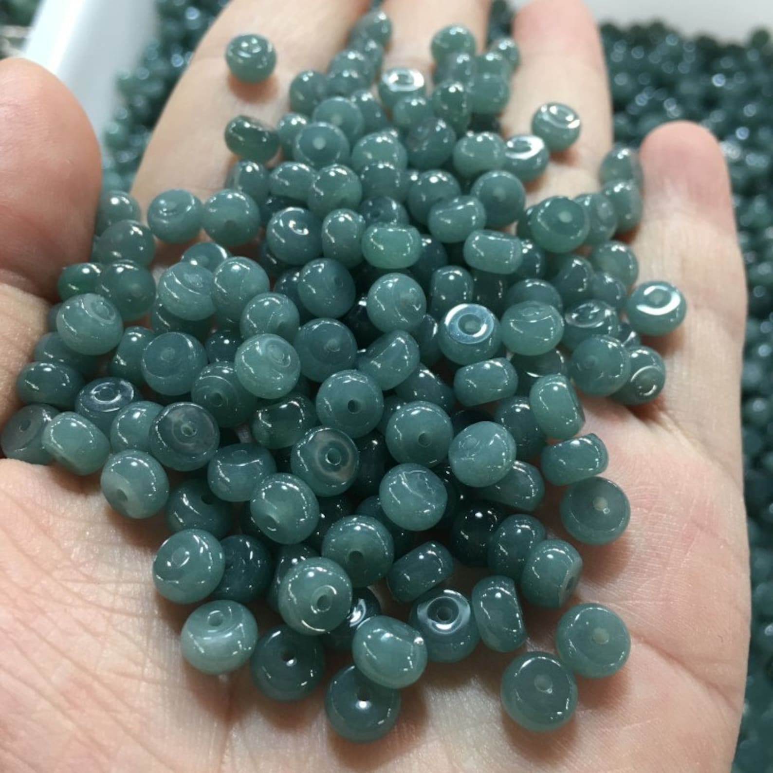 100pcs Transparent Blue Jadeite Beads Guatemala Jade Donut Etsy
