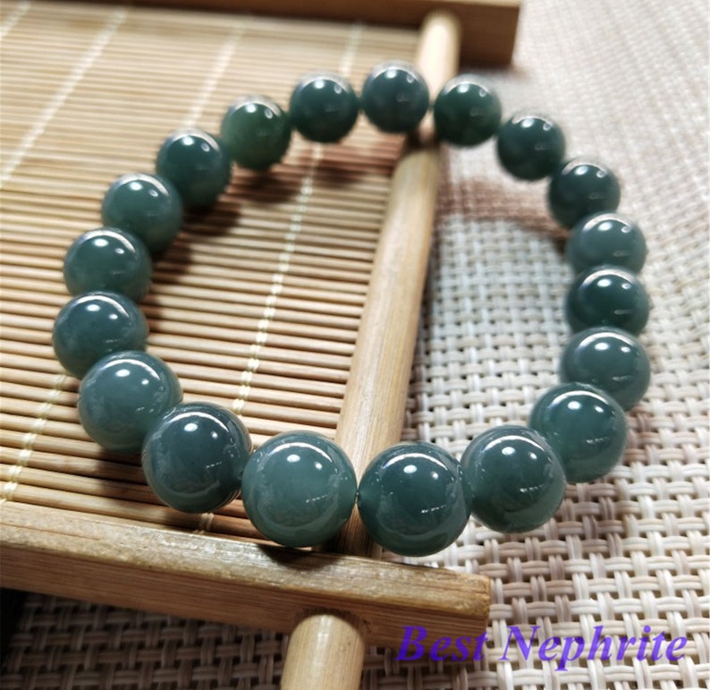 Pulseira de jadeite guatemalteca azul natural transparente, 10mm, contas redondas, grau a, joia feminina, presente, corrente masculina, pedra da guatemala imagem 3
