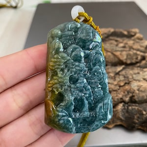 Natural Blue Guatemalan jadeite Pandant Grade A jade landscape Mountains Necklace jewelry jade gift for her Guatemala stone Feng Shui jade
