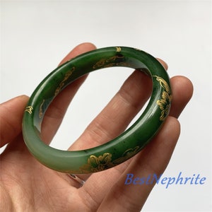 56.8mm Natural Canadian Jade bangle  Green Nephrite