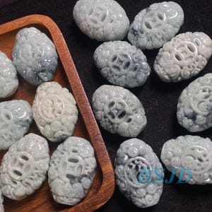 hand carved bead Natural Grade A Green Jade Burma Jadeite Loose Beads Baby girl Myanmar DIY Earrings Jewelry gift Jade supplies