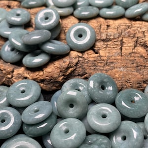 Light blue Donut Guatemala Jadeite Grade A Jade Donut Spacer  Beads Jewelry DIY Earrings doughnut gift Guatemalan Jade supplies
