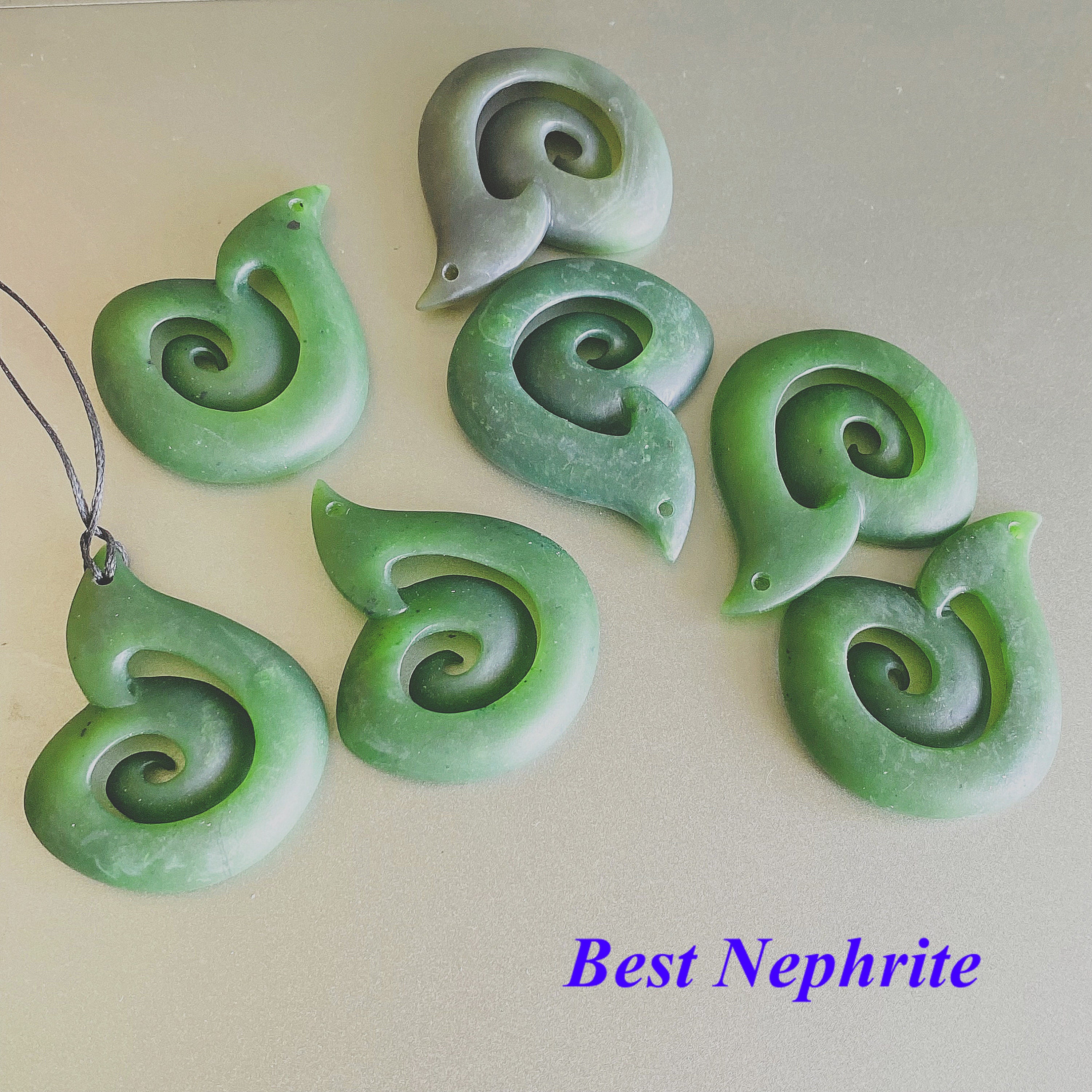 Good Carved Twist Hook GREEN Nephrite jade Dull polishing Etsy