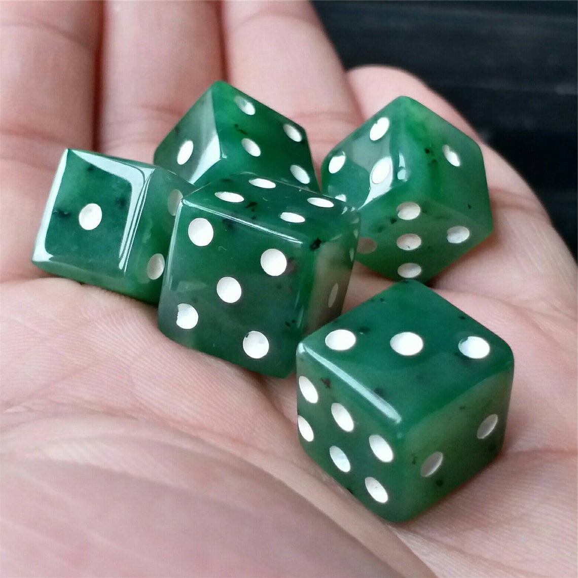 1Pair Dice Natural Green Nephrite jade Greenstone Canadian | Etsy