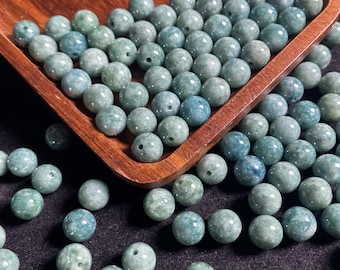 Half drilled hole Natural Green Grade A Jade Round Beads Burma Myanmar Jadeite Loose bead Jewelry DIY Earrings Jewelry gift Jade supplies