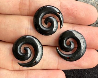 Maori Style fish hook artwork Australian Black green nephrite jade pendant greenstone  DIY Earring hook eardrop earbob Jewelry lady gift