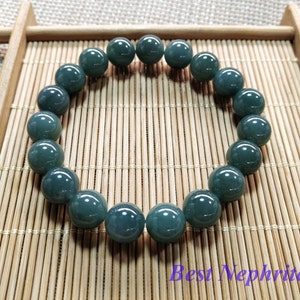Pulseira de jadeite guatemalteca azul natural transparente, 10mm, contas redondas, grau a, joia feminina, presente, corrente masculina, pedra da guatemala imagem 2