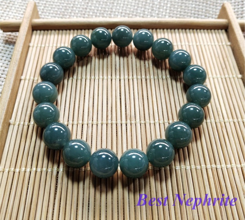Pulseira de jadeite guatemalteca azul natural transparente, 10mm, contas redondas, grau a, joia feminina, presente, corrente masculina, pedra da guatemala imagem 2